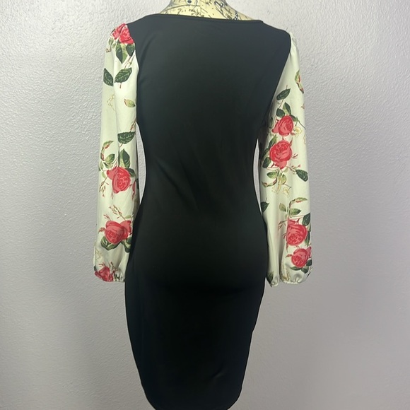 Black Dress with Puff Sleeves - Picture 3 of 4